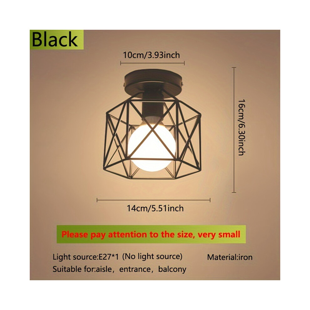 (Black (1pc)) 1pc Modern Nordic Black Iron E27 Lamp, Light Source Bedroom Aisle Corridor Balcony Ceiling Lamp, Kitchen Lamp