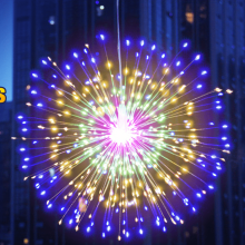 (Multi-Color, 1pc) 200 LED Copper Wire Starburst Light, 8 Modes Battery Operated Fairy Star Sphere Lights With Remote