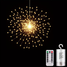 (Warm White, 1pc) 200 LED Copper Wire Starburst Light, 8 Modes Battery Operated Fairy Star Sphere Lights With Remote