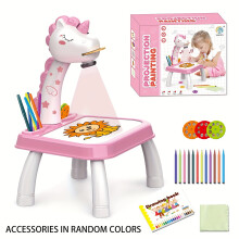(Pink) Magical Unicorn Projection Painting Table - Erasable Doodle Board, Halloween, Christmas Gift