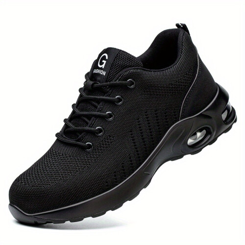 Men's Steel Toe Puncture Proof Anti-skid Work Safety Shoes, Breathable Industrial Construction Sneakers
