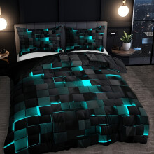 (EJBTTAA181, double(200cm*200cm)) 3pcs Duvet Cover Set (1*Duvet Cover 2*Pillowcase, Without Core), Red Grid Print Bedding Set