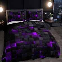 (EJBTTAA180, double(200cm*200cm)) 3pcs Duvet Cover Set (1*Duvet Cover 2*Pillowcase, Without Core), Red Grid Print Bedding Set