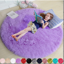 (purple, 120X120cm) Round Floor Rug Plush Fluffy Area Carpet Bedroom Living Room Mat Anti slip Soft
