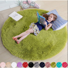 (green, 180X180cm) Round Floor Rug Plush Fluffy Area Carpet Bedroom Living Room Mat Anti slip Soft