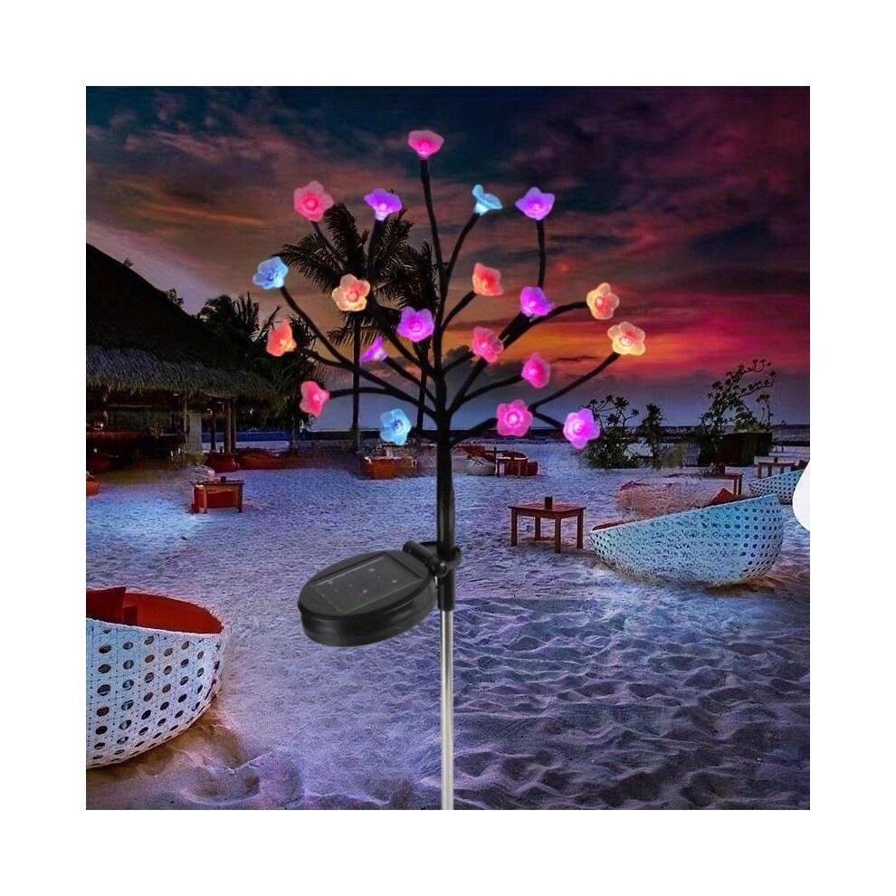 (Multicolour) 1pc Outdoor Solar Cherry Blossom Tree Lights, 20 LEDs Waterproof Solar Garden Decorative Lights