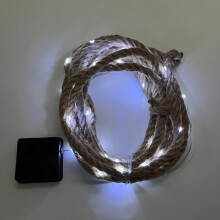 (10 Meters White Light) LED Solar Retro Hemp Rope Light, Woven String, Outdoor Camping, Courtyard Garden Decoration Light