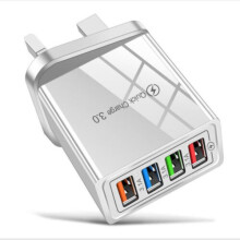 (UK plug-White) 4 Multi-Port Fast Quick Charge USB Hub Mains Wall Charger UK Plug Adapter Phones