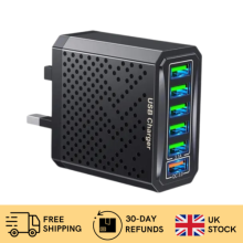 (UK plug-Black(6 USB)) 4 Multi-Port Fast Quick Charge USB Hub Mains Wall Charger UK Plug Adapter Phones
