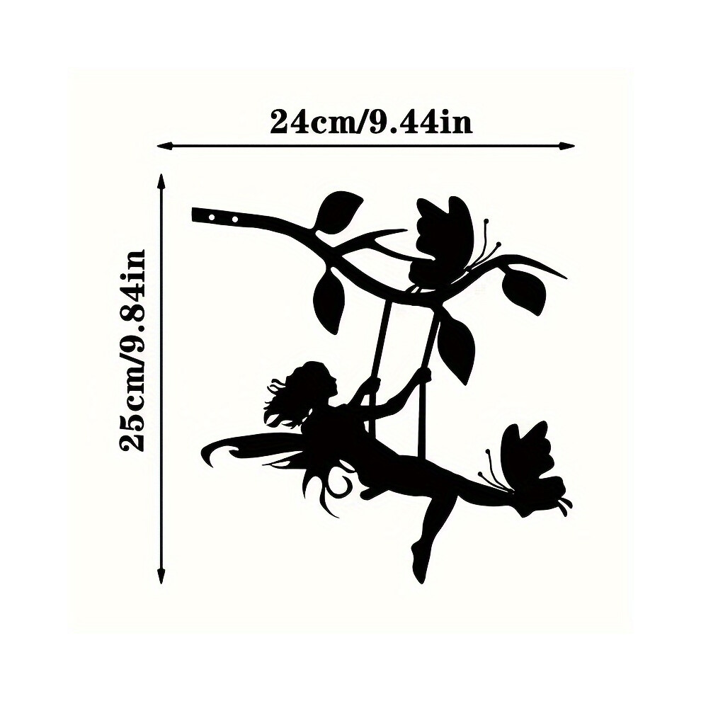 Xylfly (1Pc) 1Pc Swing Elf On Branch Steel Silhouette Metal Wall Art Home Garden Yard Patio Outdoor Statue Decoration
