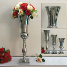 (600MM) 40/50/60CM Stunning Silver Iron Luxury Flower Vase Urn Wedding Home Table Decor