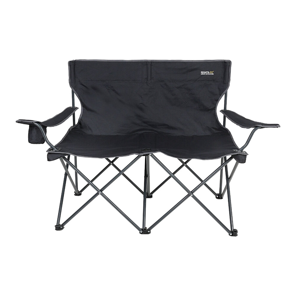 (One Size, Black/Grey) Regatta Isla Logo Travel 2 Person Camping Chair