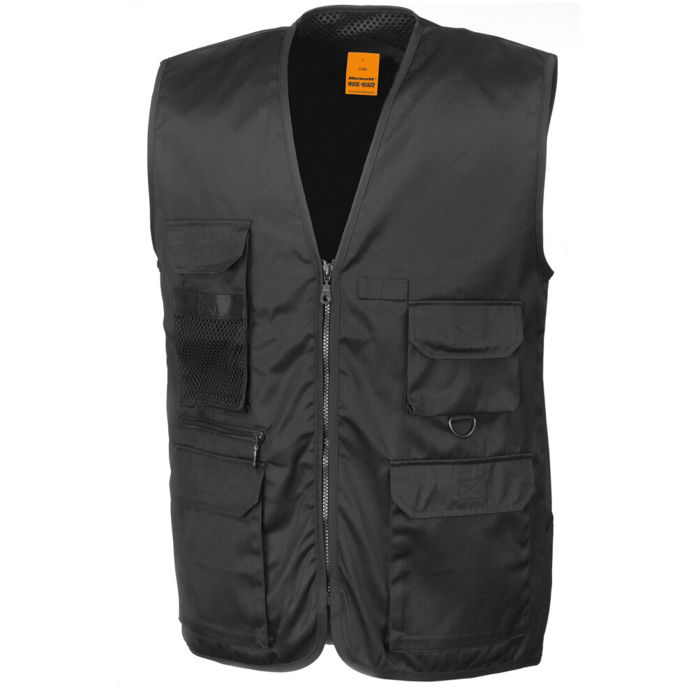 (M, Black) WORK-GUARD by Result Mens Safari Waistcoat