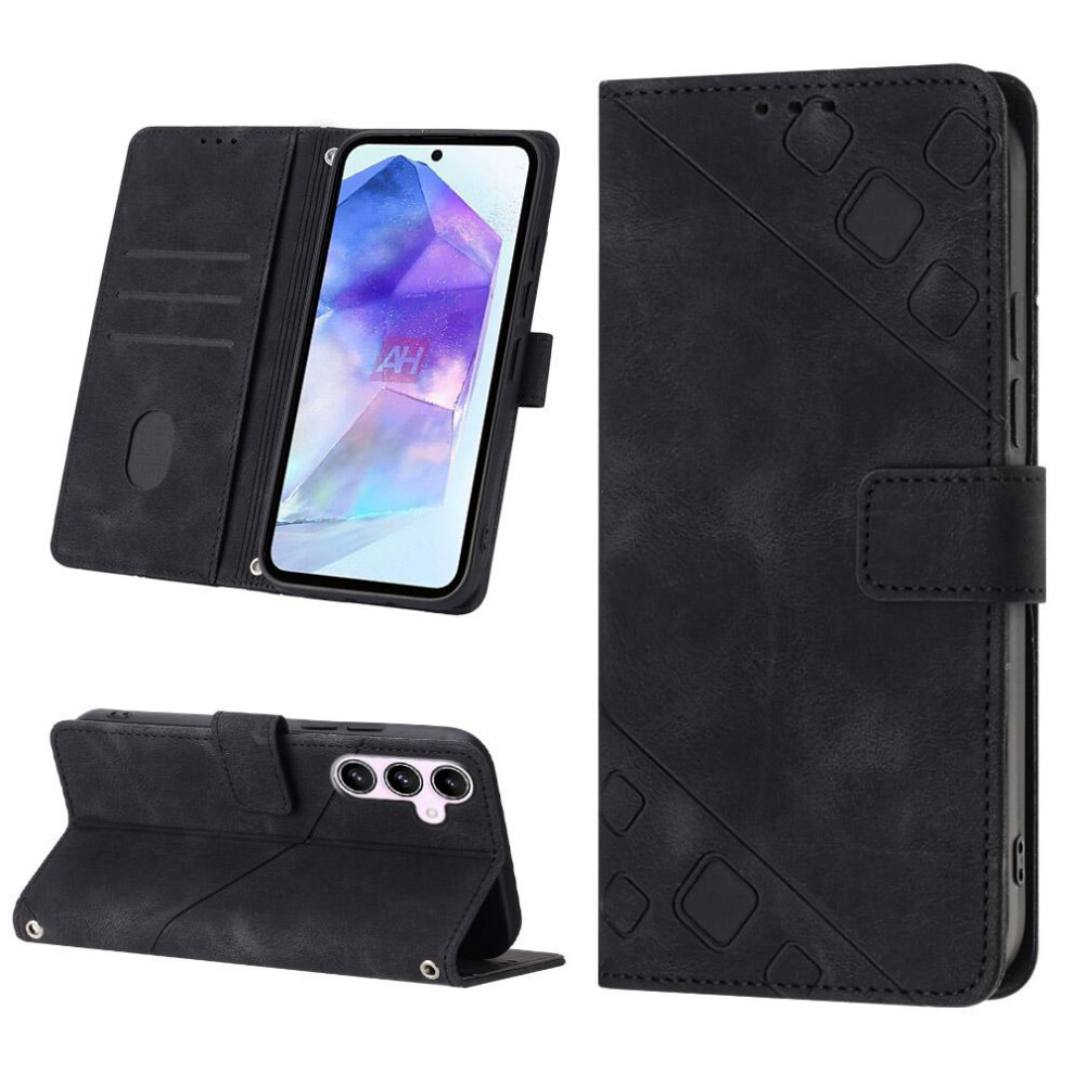 Gangxun (Black) Case For Samsung Galaxy A55 5G Magnetic Leather Wallet Flip Cover Card Holder Black