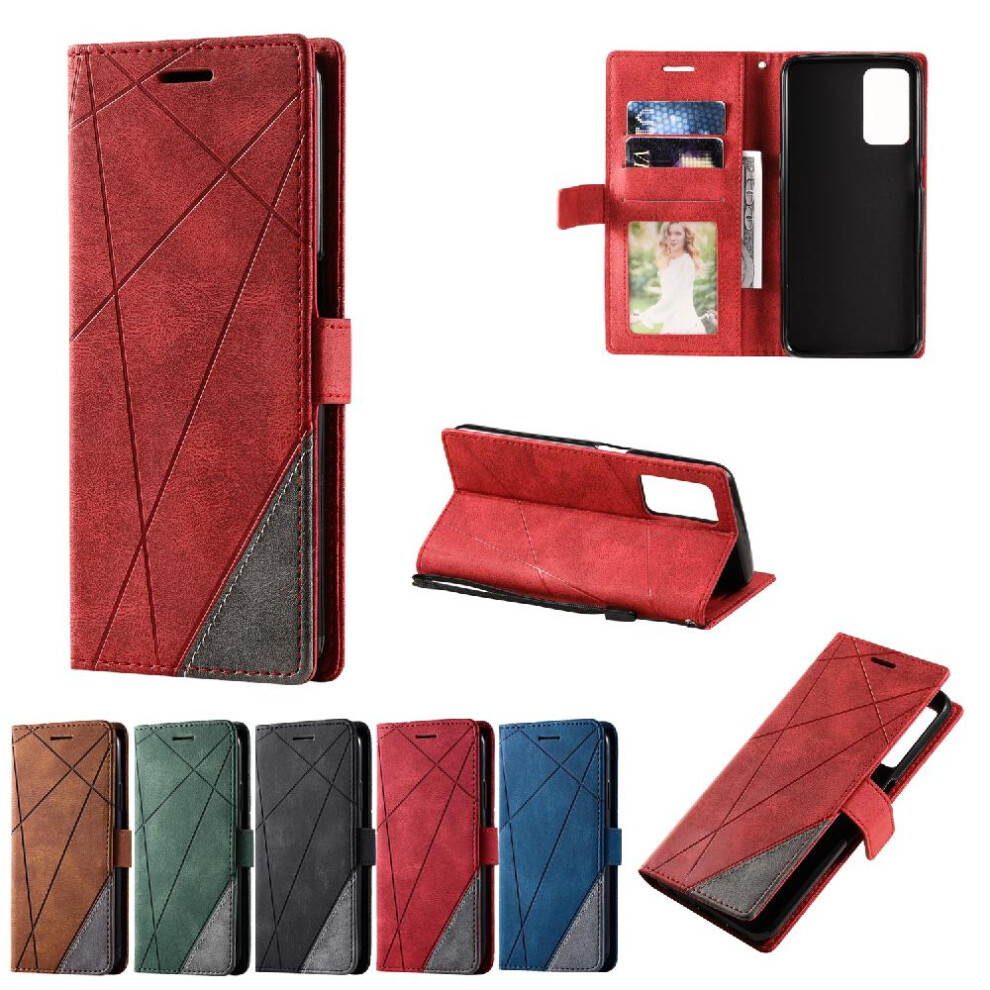(Red) Case For Oppo A55s 5G Wallet Flip Folio Card Holder Kickstand Magnetic Shockproof Pu Leather Red 764762586966