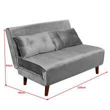 Double Sofa Bed Sleeper Foldable Portable Pillow Lounge Couch Grey Sofa BedLiving Room Furniture