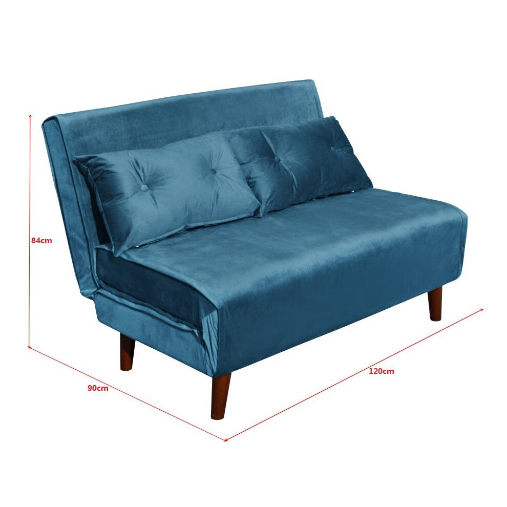 Double Sofa Bed Sleeper Foldable Portable Pillow Lounge Couch Blue Sofa Bed Living Room Furniture