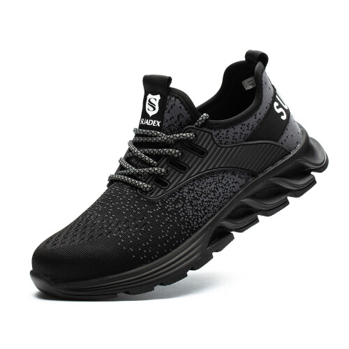 (Black, 10 UK (men's)) Lightweight Safety Trainers Steel Toe Cap Work Shoes Mens Women Hiking Boots