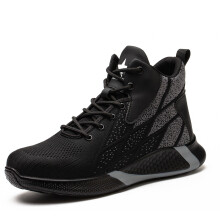 (Black, 10 UK (men's)) Mens Safety Boots Work Shoes Steel Toe Cap Trainers Womens Breathable Lightweight Indestructible Sneakers