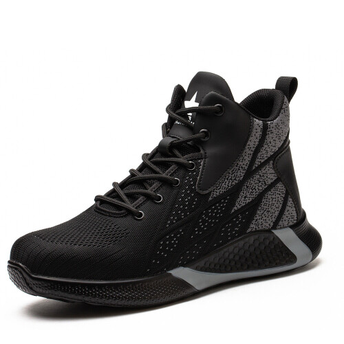 (Black, 6 UK (women's) / 6 UK (men's)) Mens Safety Boots Work Shoes Steel Toe Cap Trainers Womens Breathable Lightweight Indestructible Sneakers