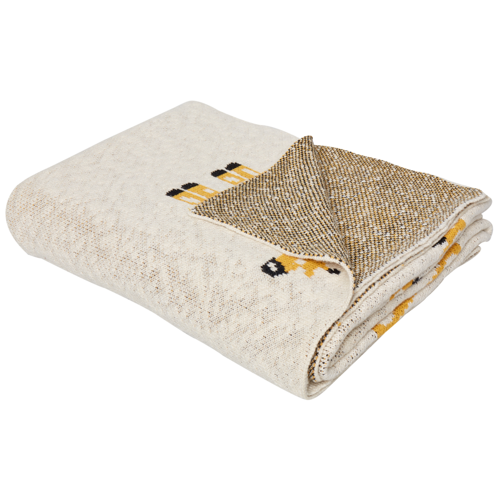 Cotton Kids Blanket Giraffe Motif 130 x 170 cm Beige CHILARI