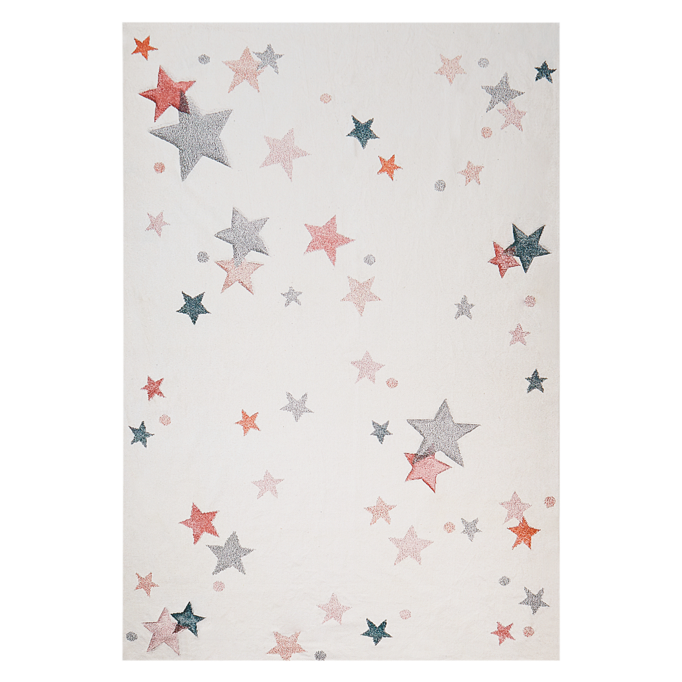 Cotton Kids Rug Stars Pattern 140 x 200 cm White ALPOUD