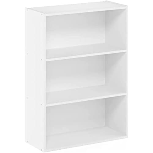 Furinno 3-Tier Open Shelf Bookcase, Engineered Wood, Plain White