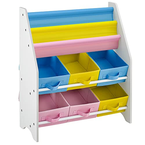 SONGMICS Toy and Book Storage Organiser Shelf Unit with Fabric