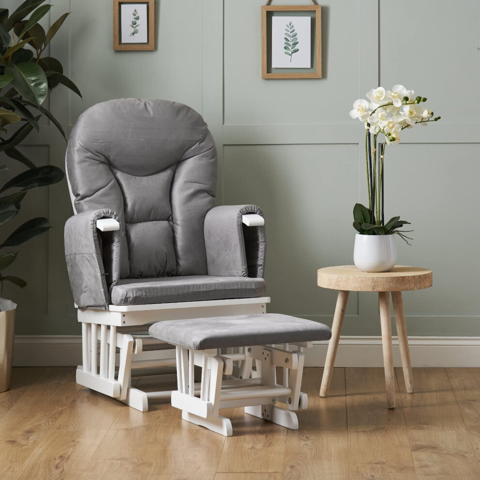Obaby Reclining Glider Chair & Stool-White, Grey, 2 Count (Pack of 1)-image-OPC-PDMMPNP-NEW