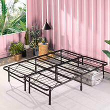 Zinus SmartBase Double Bed frame - Bed 135x190 cm - 35 cm Height with Underbed Storage - Metal Platform Bed frame - Black