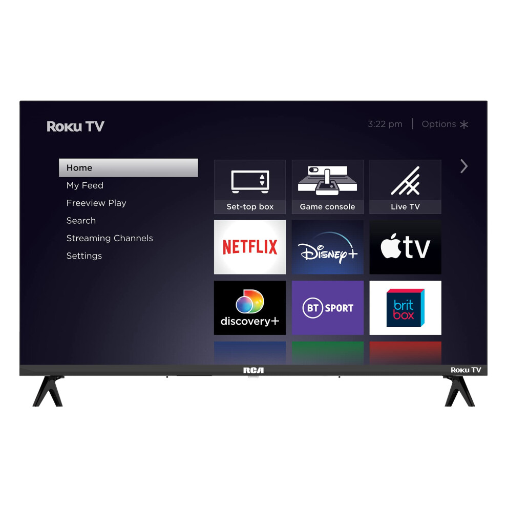 RCA Roku TV 32" Smart TV, RK32HN1 32 Inch HD TV with Apple TV+ BBC Netflix Freeview, DVB-T2/T Dolby Audio HDMI USB, Ideal Television for Small Lounge