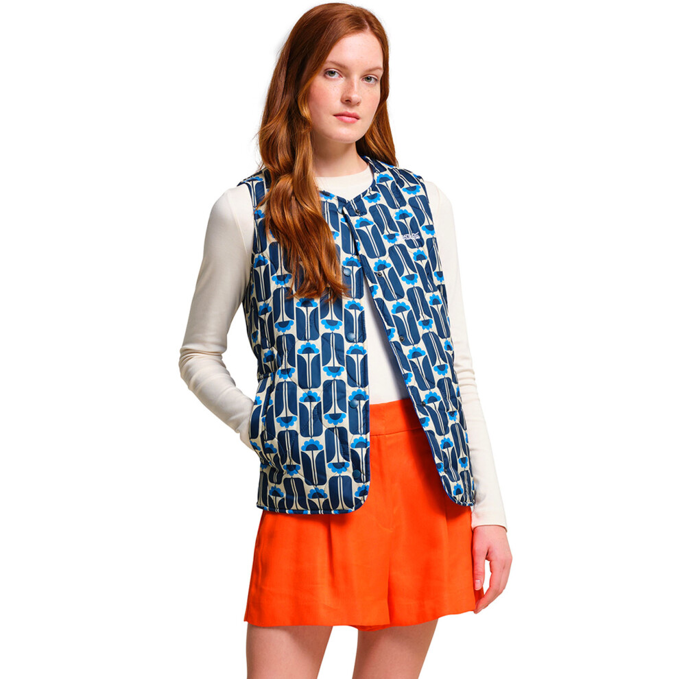 (10, Navy Tall Flowers) Regatta Womens Orla Kiely Quilted Bodywarmer Gilet Coat