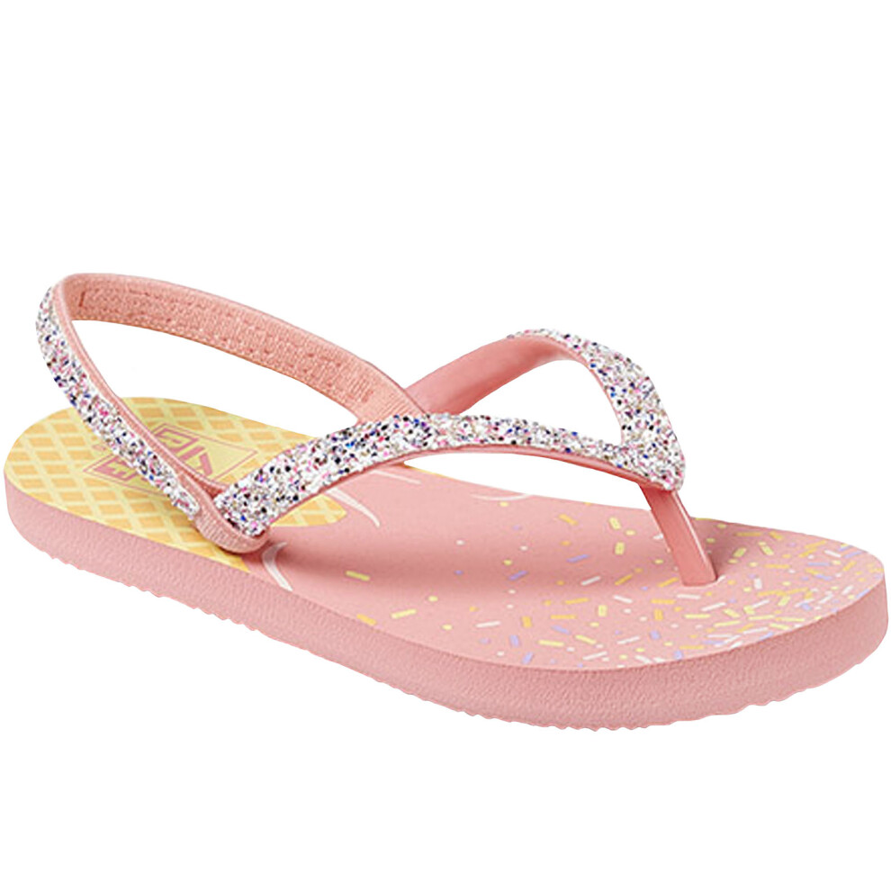(6K-7K UK, Ice Cream) Reef Girls Kids Little Stargazer Summer Beach Sandals Flip Flops - Ice Cream