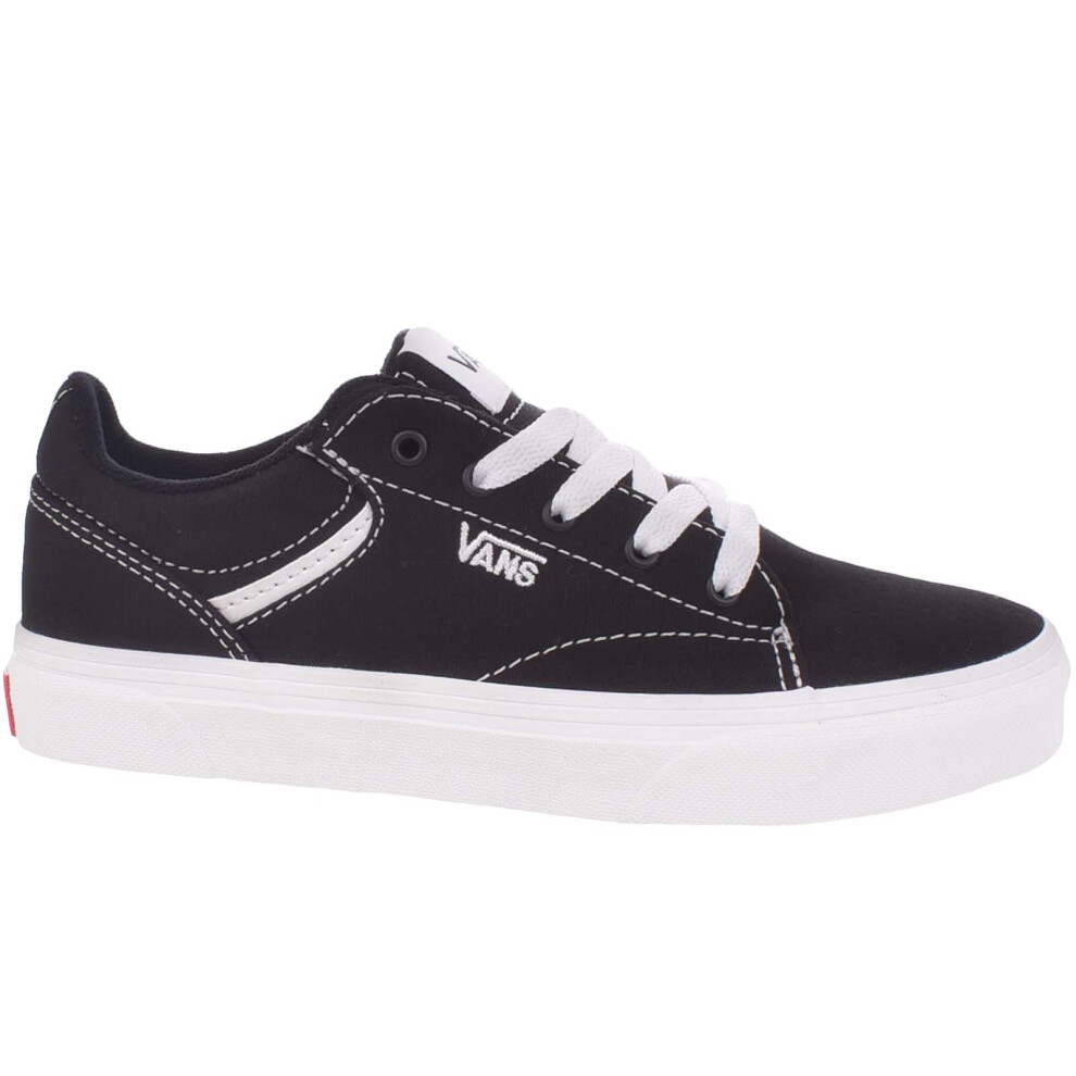 (1 UK, Black/White) Vans Boys Kids Seldan Low-Top Casual Canvas Trainers Sneakers -  Black/White