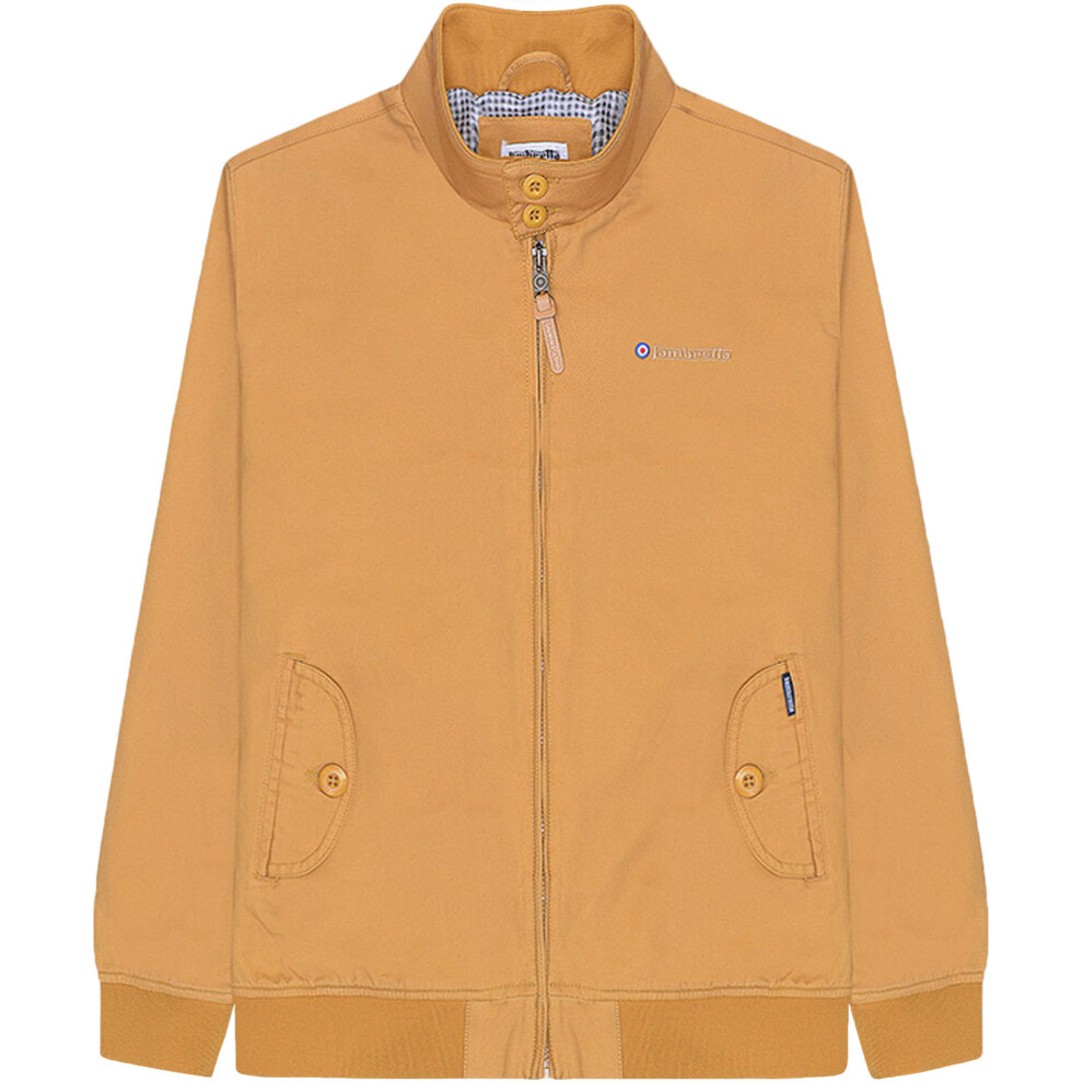 (S, Mustard) Lambretta Mens Harrington Casual Zip Up Brushed Cotton Bomber Jacket Coat