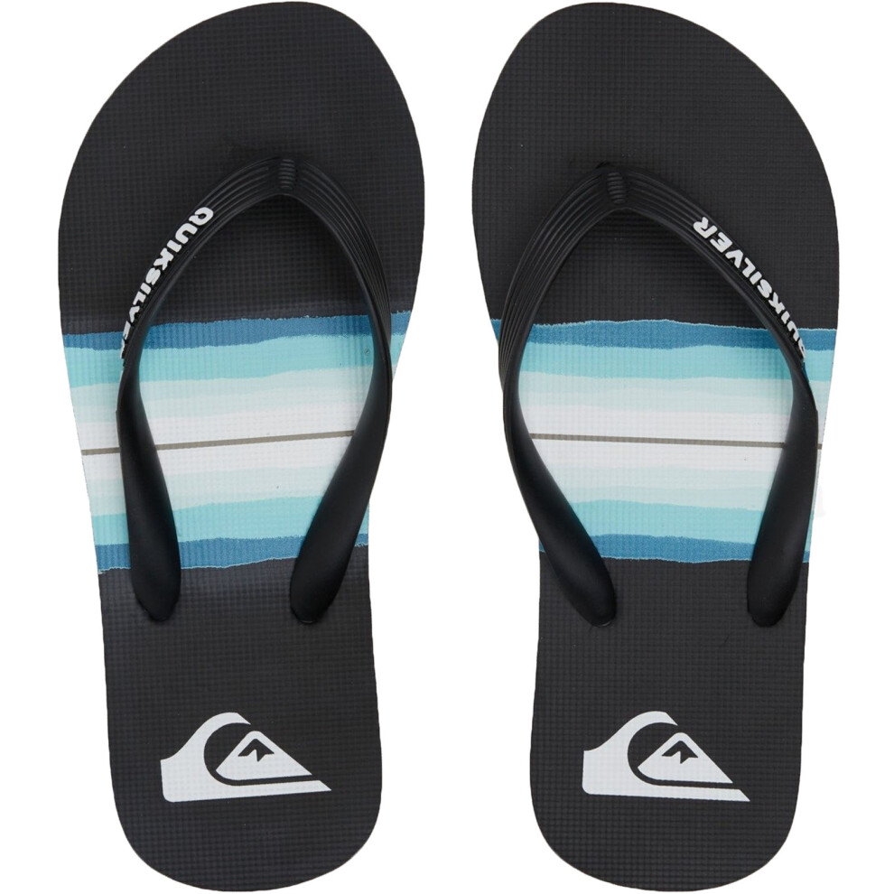 (13K UK, Black) Quiksilver Kids MoloKai Resin Tint Summer Beach Sandals Thong Flip Flops - Black