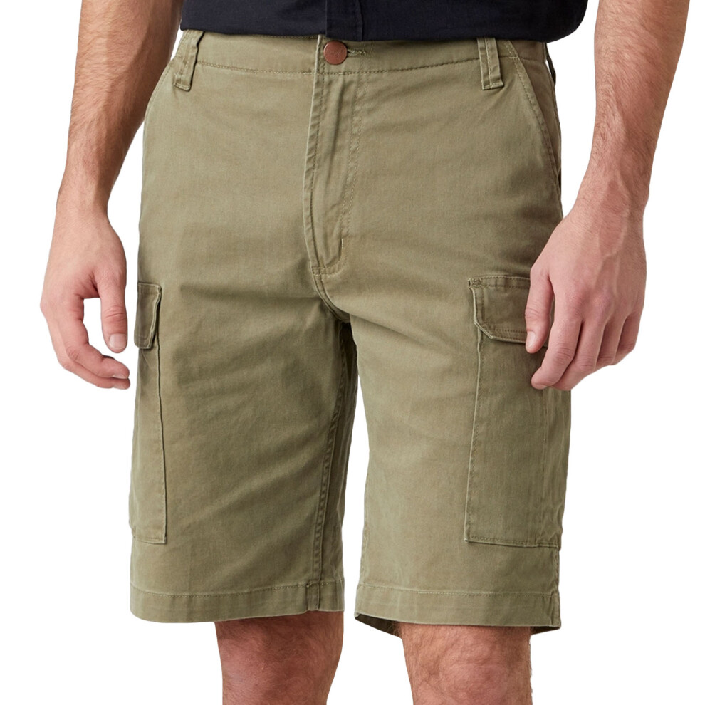 (34, Long Tee Green) Wrangler Mens Casey Summer Denim Regular Fit Cargo Pants Bottoms Shorts