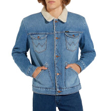 (L, 3 Years) Wrangler Mens Western Sherpa Fleece Button Down Denim Jacket Top - 3 Years