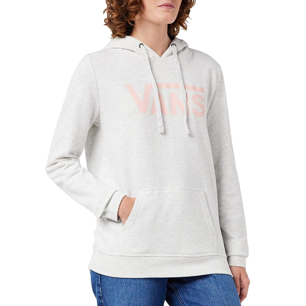 (S, White Heather) Vans Womens Drop V Large Logo Pullover Sweatshirt Jumper Hoody Hoodie