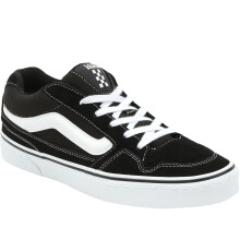 (8 UK, Black/White) Vans Mens Caldrone Low Rise Canvas Lace Up Trainers Sneakers Shoes - Black/White