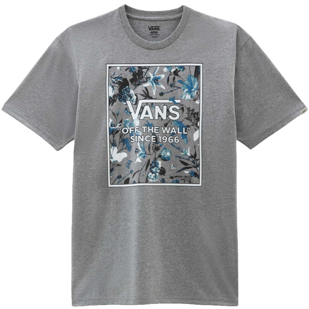 (S, Grey) Vans Mens Night Garden Box Crew Neck Short Sleeve T-Shirt Tee Top