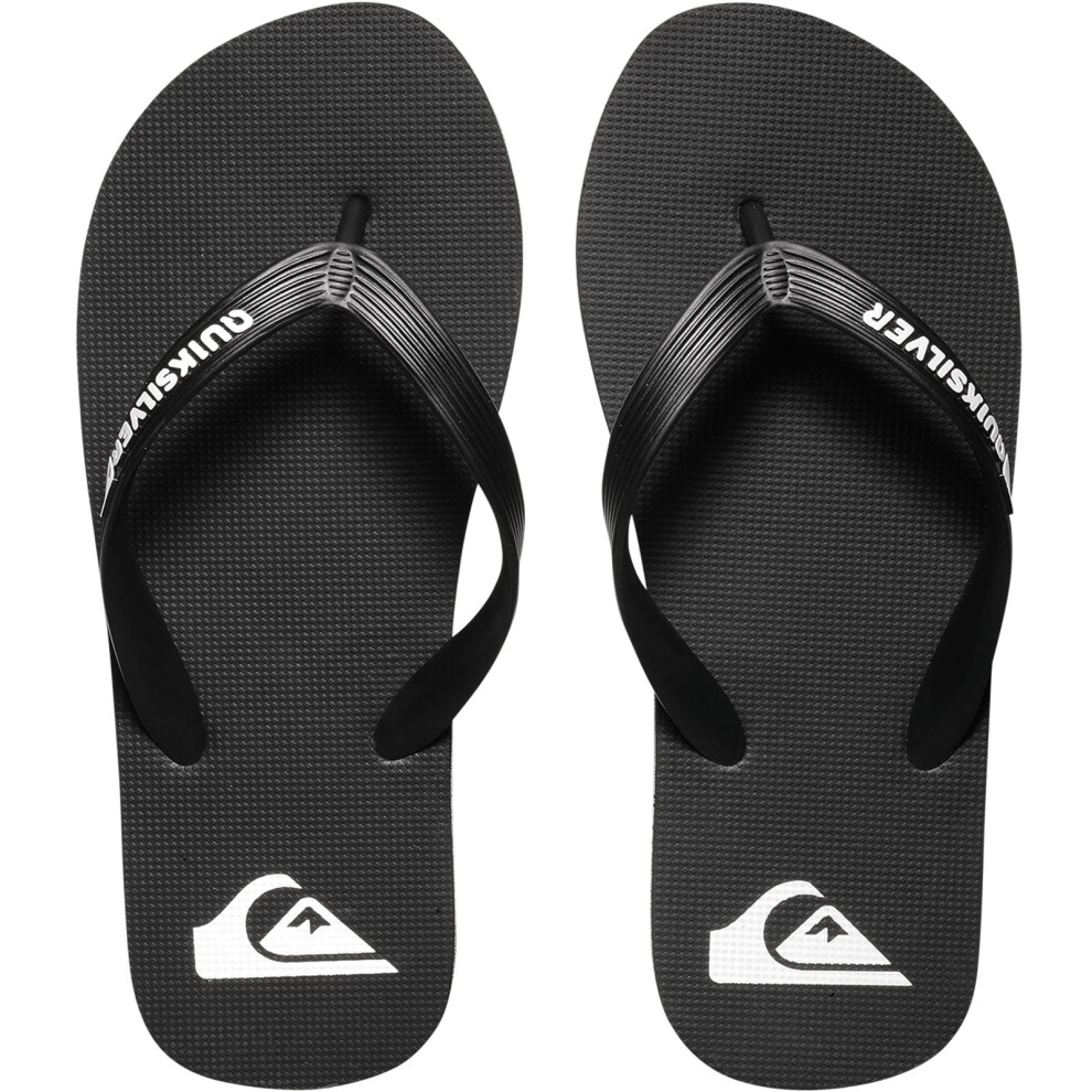 (10K UK, Black) Quiksilver Boys Kids Molokai Summer Beach Thongs Sandals Flip Flops