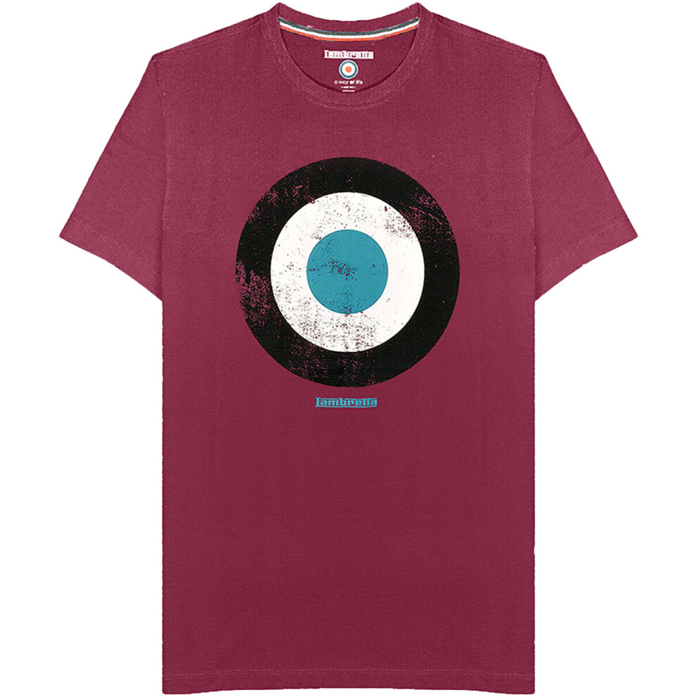 (S, Grape) Lambretta Mens Target Graphic Short Sleeve Crew Neck Cotton T-Shirt Top Tee