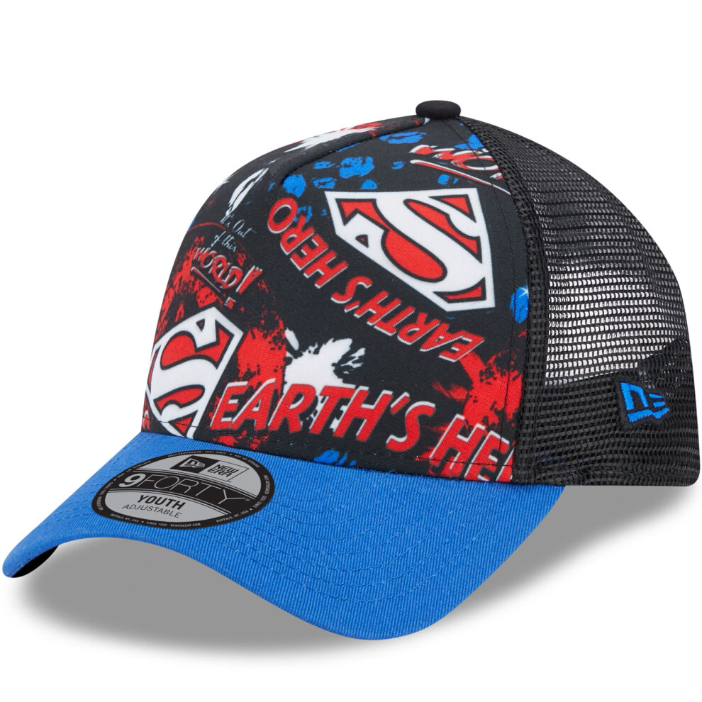 New Era (4-6 Yrs, Saphire) Kids 9Forty Dc Print Superman Adjustable Snapback Trucker Cap - Saphire
