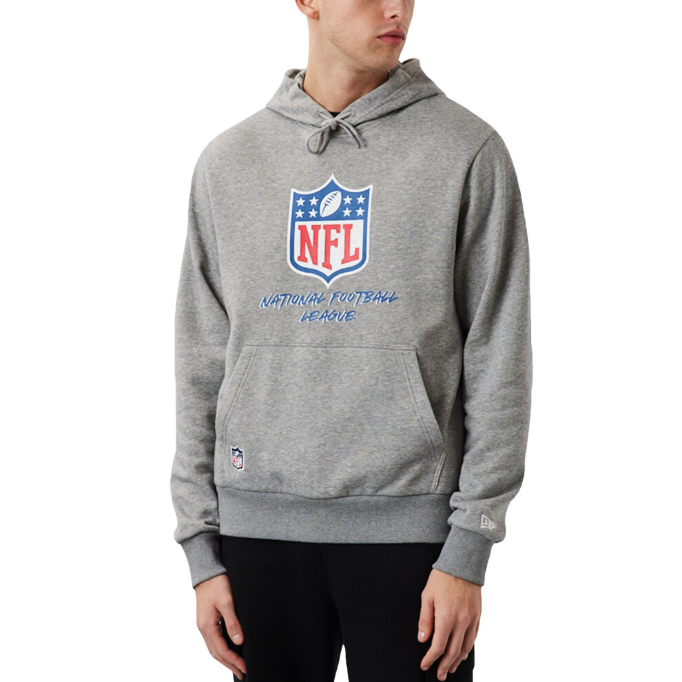 (L, Grey) New Era Mens NFL Generic Logo Pullover Hooded Hoody Hoodie - Grey