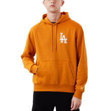 (L, Orange) New Era Mens LA Dodgers MLB League Essential Pullover Hoodie - Orange