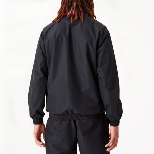 New Era (L, Black) New Era Mens Chicago Bulls All Over Pattern Panel Track Jacket Top - Black 1