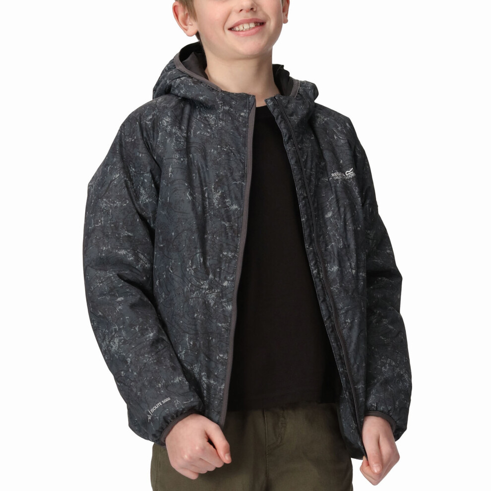 Regatta Kids Waterproof Volcanics Reflective Jacket Vii Seal Grey Terrain Print, Size: C03