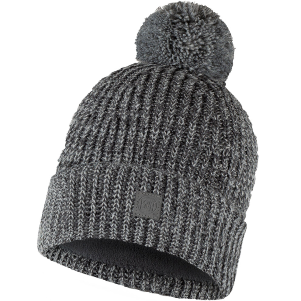 (One Size, Grey Melange) Buff Unisex Knitted Fleece Lined Warm Winter Beanie Hat