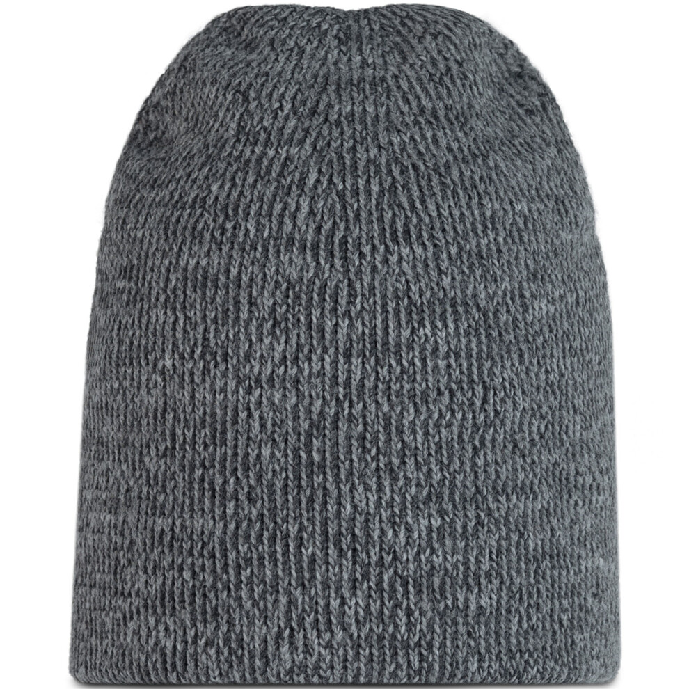 (One Size, Grey Melange) Buff Unisex Knitted Warm Winter Beanie Hat